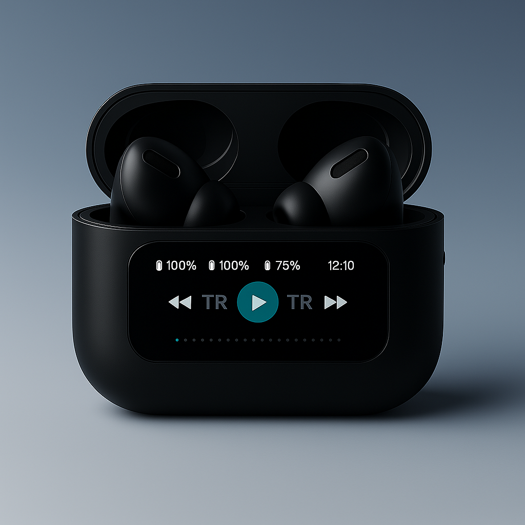 A9 Pro AirPods Touch Control, Hybrid ANC & Smart Display Case