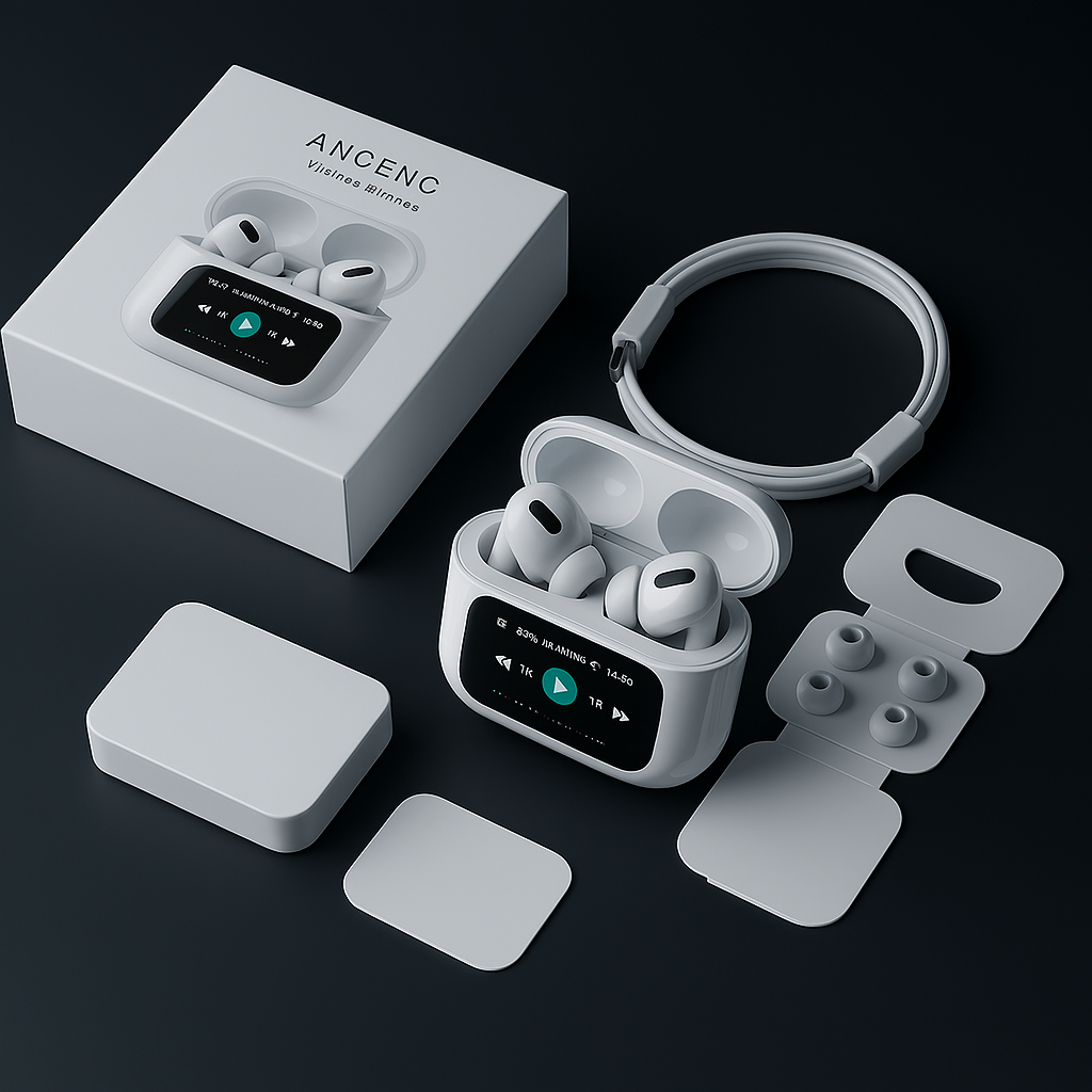 A9 Pro AirPods  Touch Control, Hybrid ANC & Smart Display Case