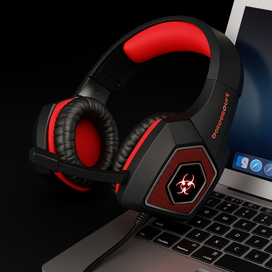 HUNTERSPIDER Headphones for Gaming  Bold Design, Lag-Free Mic & Surround Sound