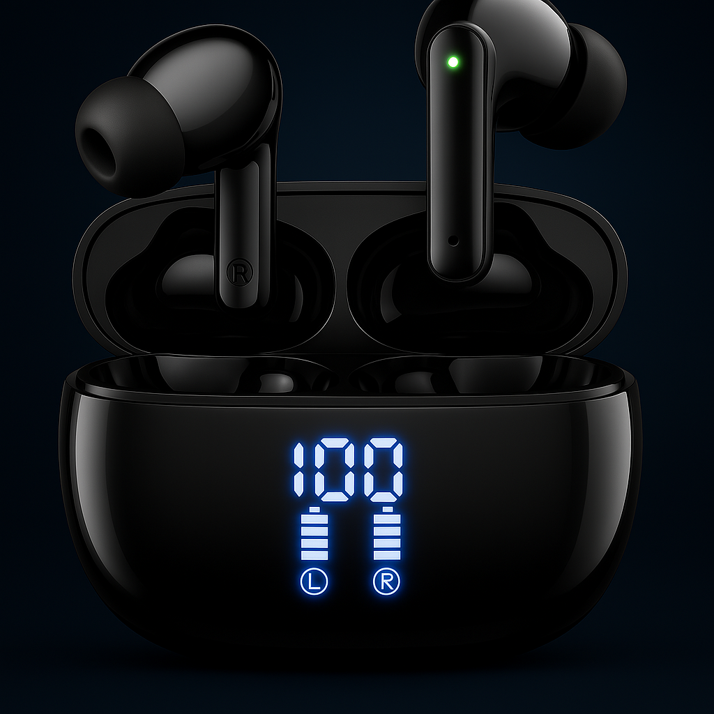 Stereo Bluetooth Earbuds  Deep Bass, Sleek Design & All-Day Comfort