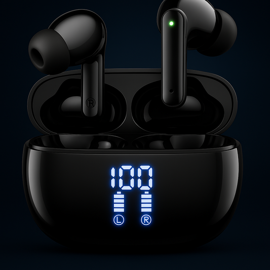 Stereo Bluetooth Earbuds  Deep Bass, Sleek Design & All-Day Comfort