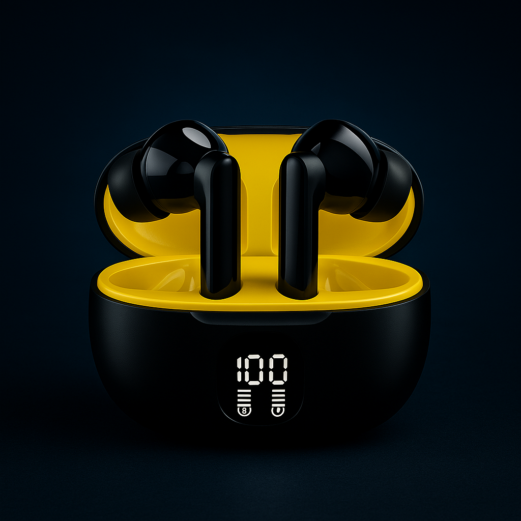 Stereo Bluetooth Earbuds  Deep Bass, Sleek Design & All-Day Comfort