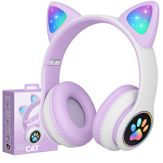 STN-28 Bluetooth Headset  Stylish Cat Design, Deep Bass